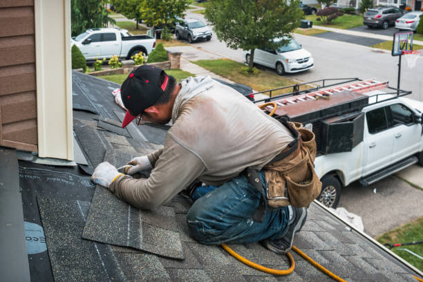 Professional Emergency Roof Repair technician working in Flanders, NY